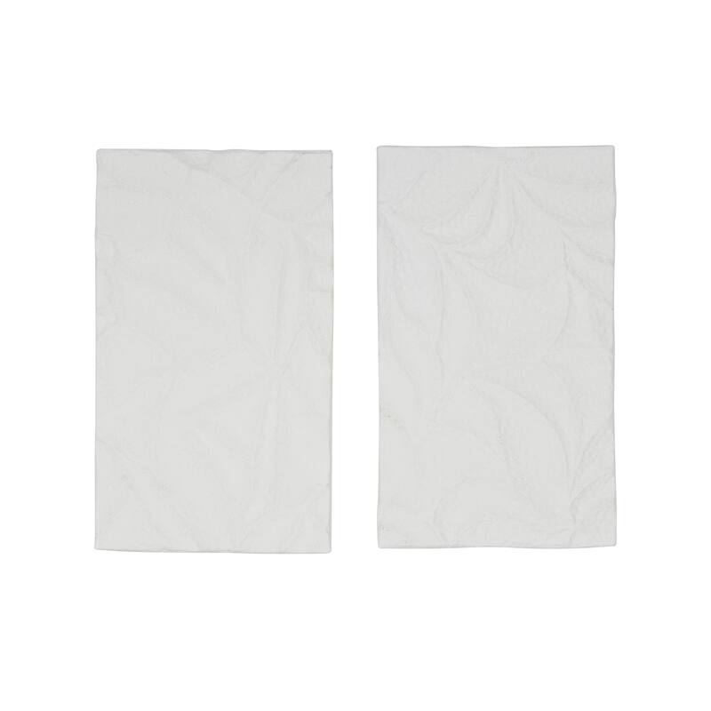 White Metal Embossed Leaf Home Wall Decor (Set of 2)