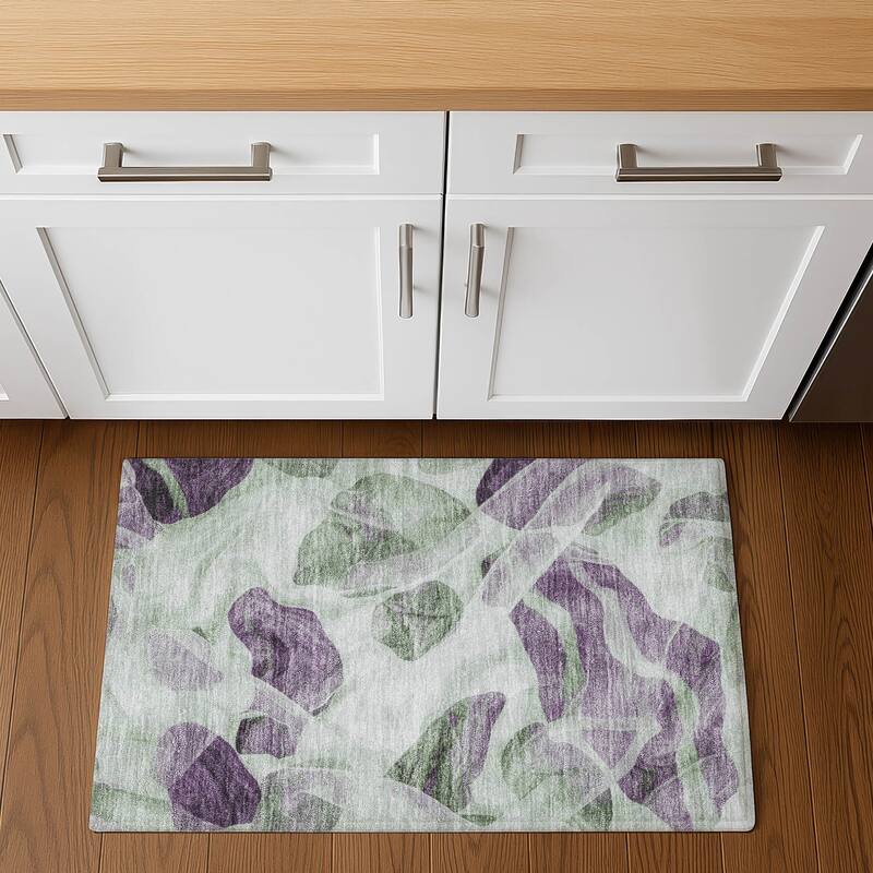 Premium Washable Super Soft Contemporary Jenna Mayfield Rug - Aloe - 1'8" x 2'6"