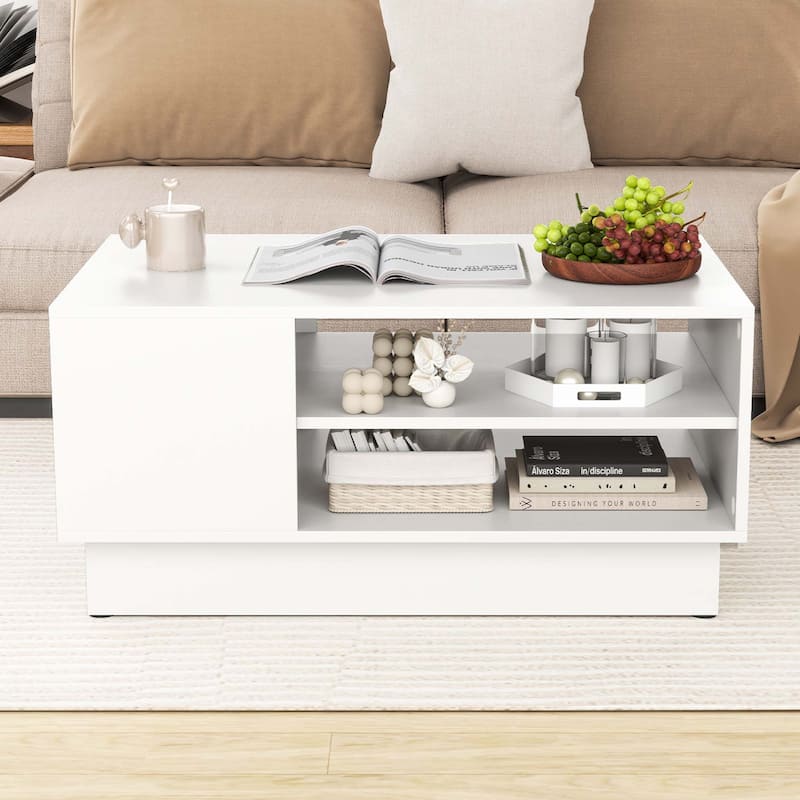 Costway 34" Long Rectangle Center Table Coffee Table with 2-Tier Open - See Details