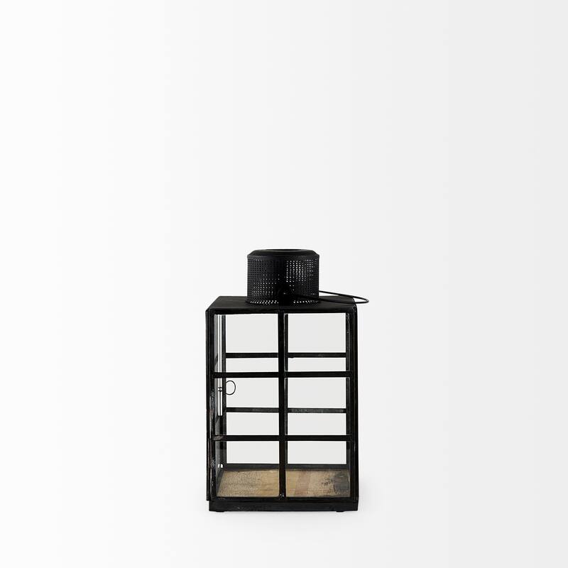 Gamfield Small Black Metal & Glass Candle Holder Lantern