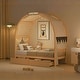 preview thumbnail 9 of 22, Twin Size Kids Bed With Arched Roof Light Strip Interactive Whiteboard/2 Drawers Natural