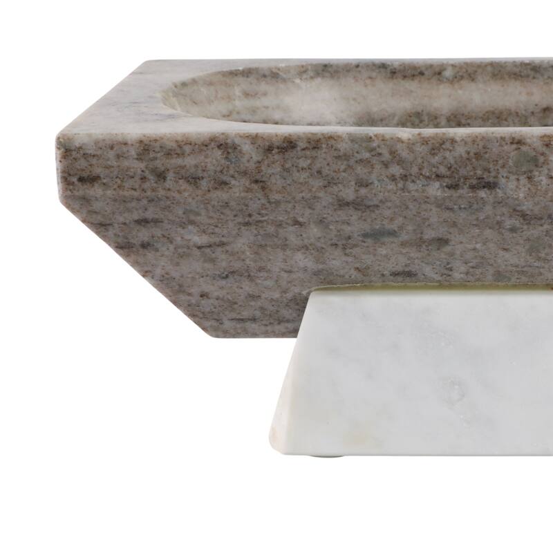 Stone Marble Decorative Bowl Design Casual Home Decor - Ivory - 18" x 6" x 5"