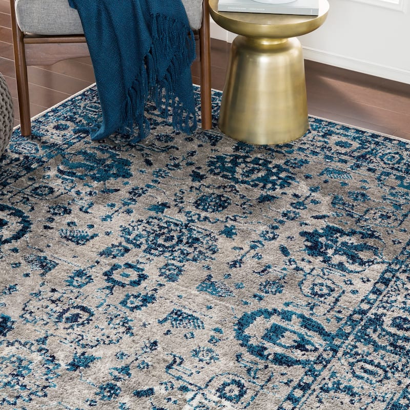 Livabliss Reimes Distressed Traditional Area Rug - Navy - 5' 3" x 7' 3"