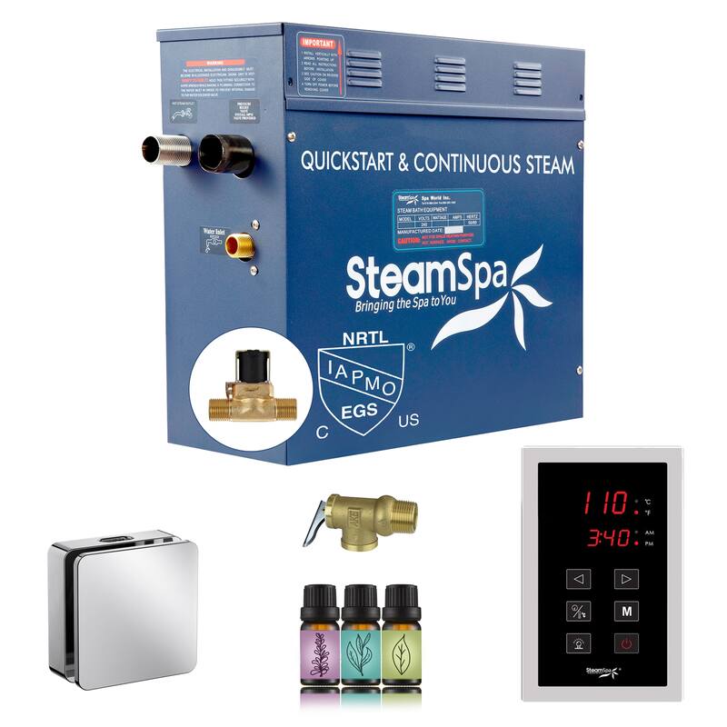 Oasis Series 9000-Watts Steam Generator with Continuous Steam Plus Easy Touch Pad and Auto Drain - Chrome
