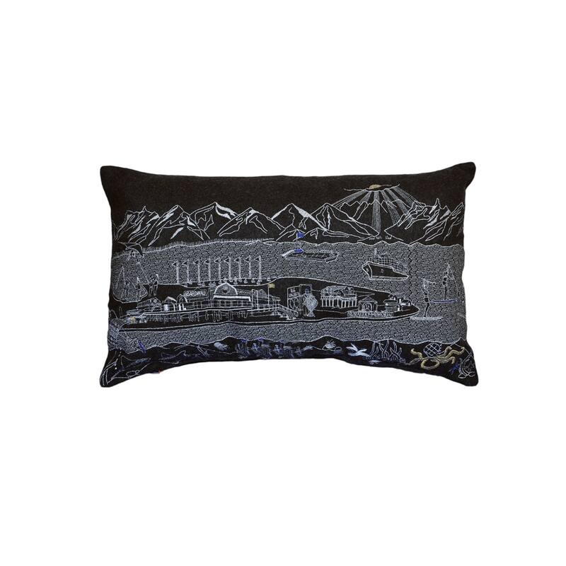 HomeRoots 14" X 24" Black Gray and White Hometown Pride Wool Lumbar Throw Pillow
