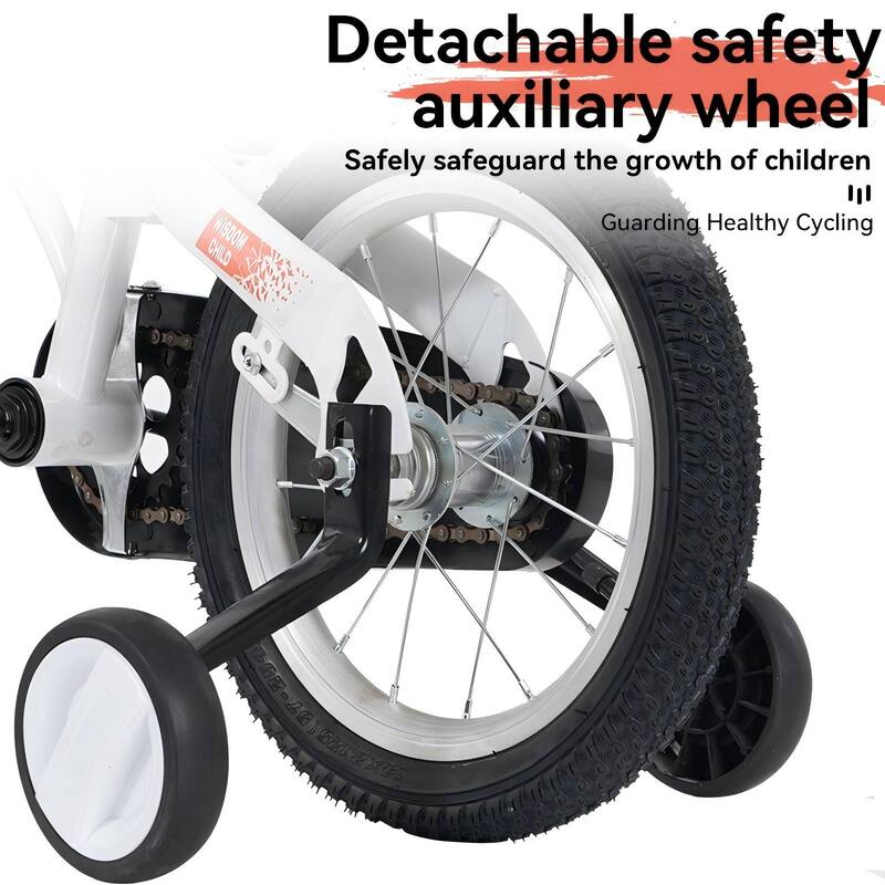 18 Inch Kids Bike with Adjustable Saddle, Dual Brakes and Training Wheels Steel Frame Bicycle for Ages 5-10