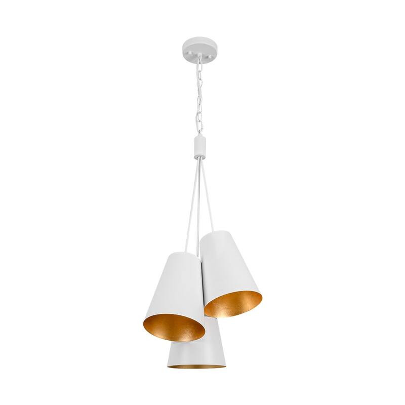 Scandinavian 3-Light Cluster Iron Cone Shade Pendant Chandelier