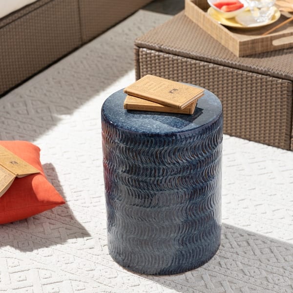slide 2 of 6, Artistic Weavers Ailia Modern Glazed Garden Stool Ceramic - Blue - Medium