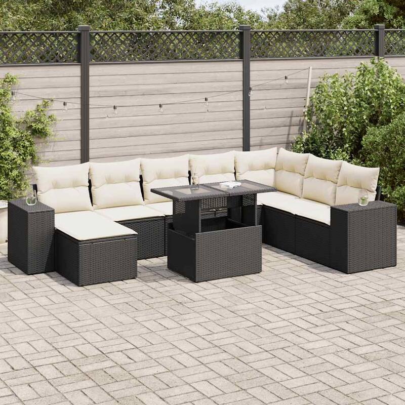 vidaXL Garden Sofa Set - Black and cream with storage