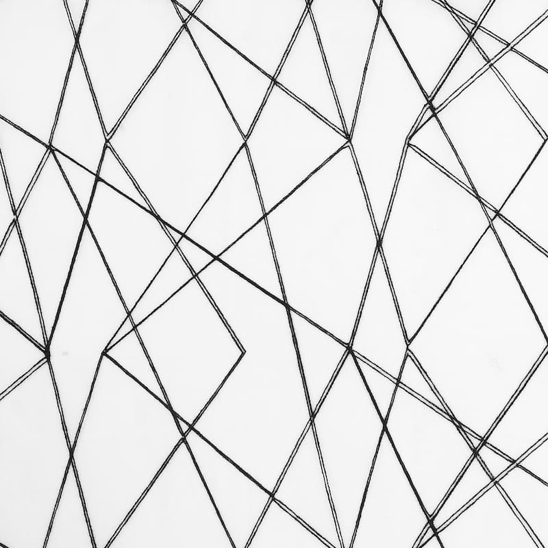 No. 918 Abstract Geometric Embroidery Semi-Sheer Rod Pocket Curtain Panel, Single Panel