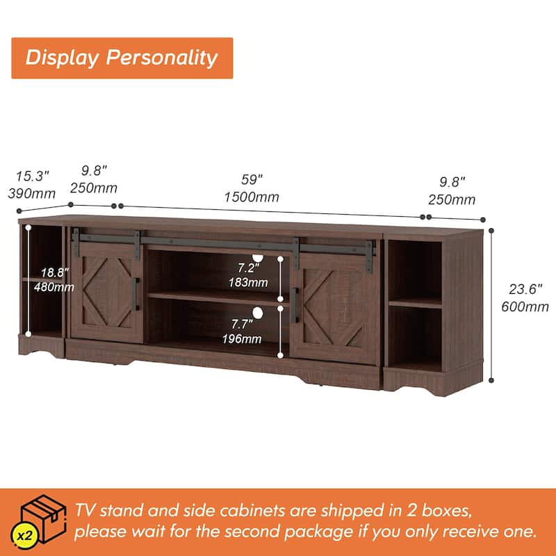 Modern Farmhouse TV Stand for up to 85" TVs Entertainment Center with Open Storage for Living Room