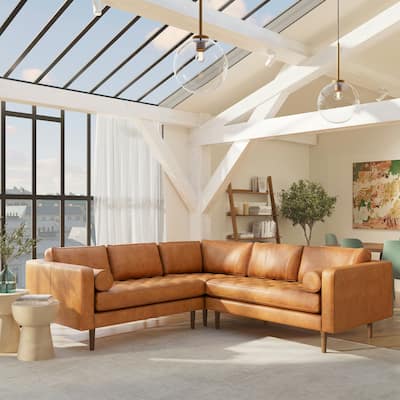 Poly & Bark Napa 98" Corner Sectional Sofa - Full Grain Genuine Italian Leather