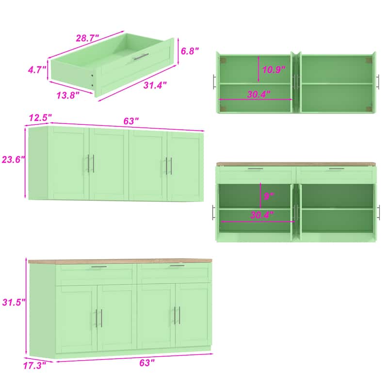 2 Piece Modular Closet Storage Set with Floor and Wall Cabinets Pantry