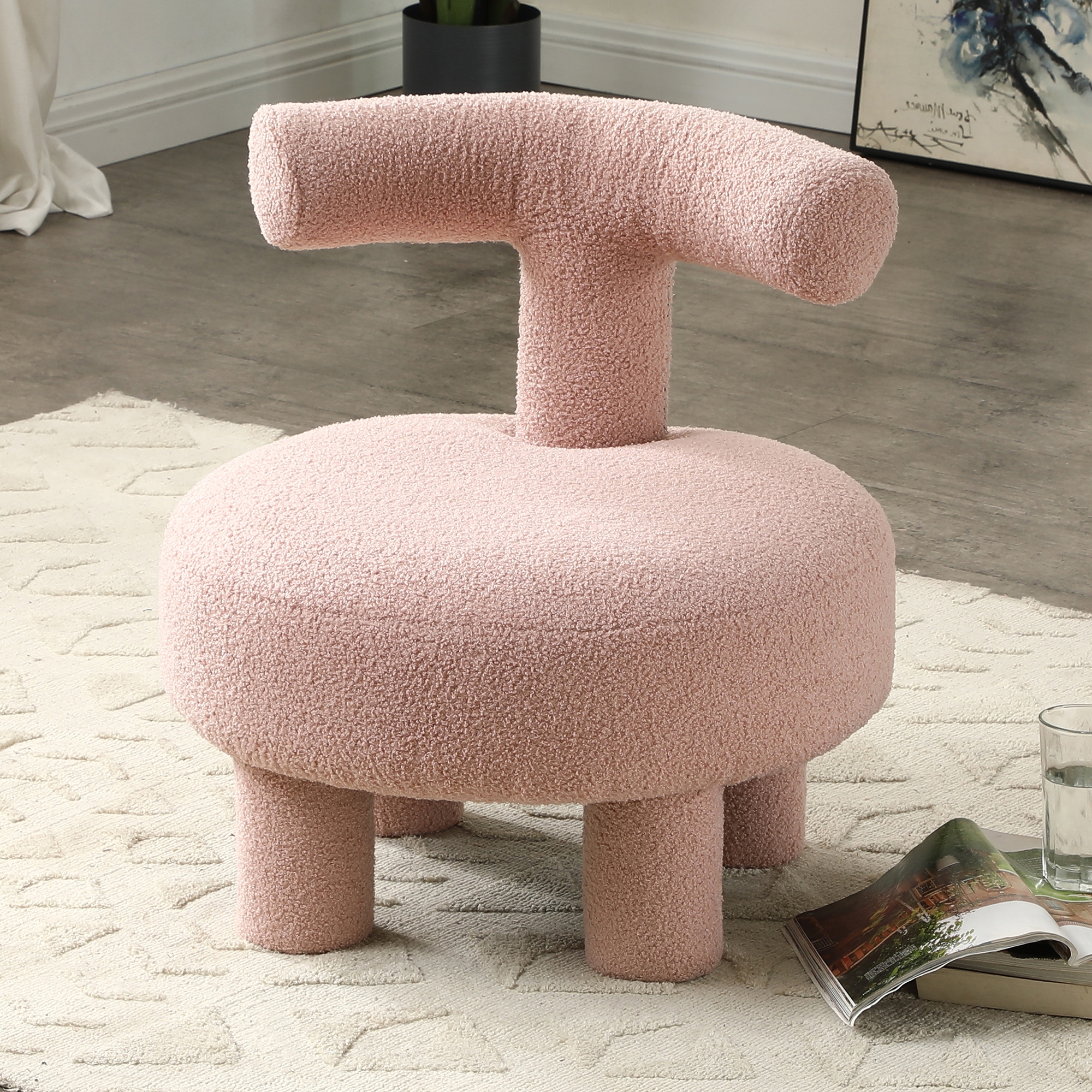 Modern Pink Sherpa Chair 24.4
