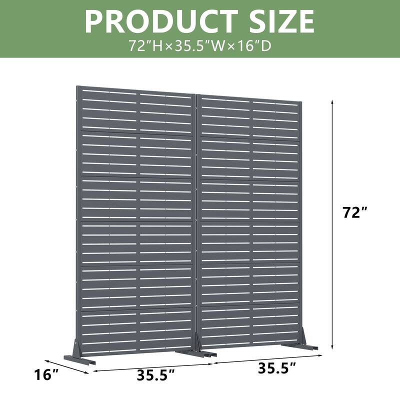 Outdoor Privacy Screen with Stand for Patio Garden Metal Fence Set of 2