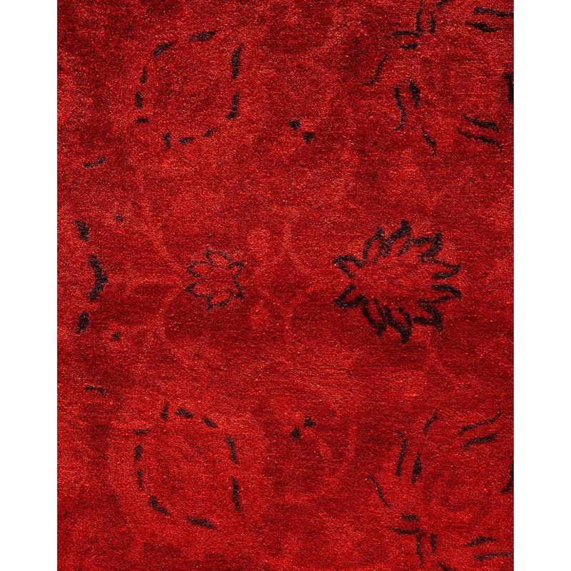 Fine Vibrance, One-of-a-Kind Hand-Knotted Area Rug - Orange, 6' 1" x 6' 1" - 6' 1" x 6' 1"