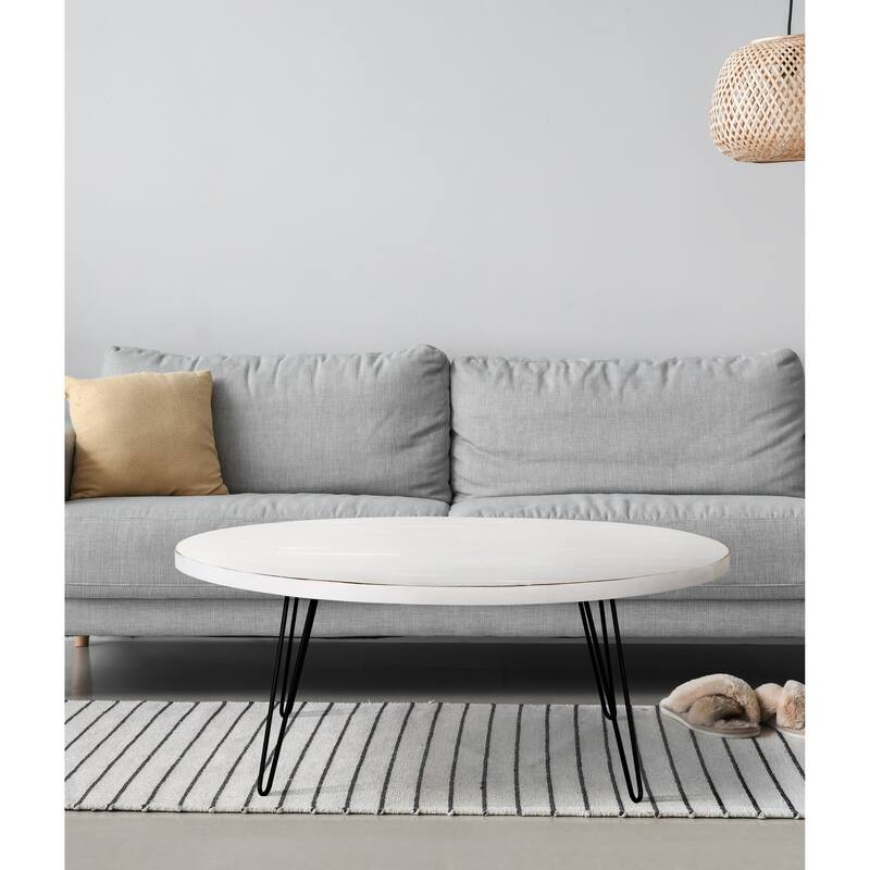 Raffles 44" Wood Oval Cocktail Table - White