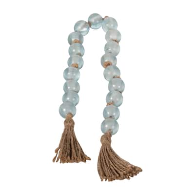 Sagebrook Home, 24"Lx1" Diameter Beads, Glass Beaded Garland with Tassel, Blue. This Item Made with Glass and Jute is a