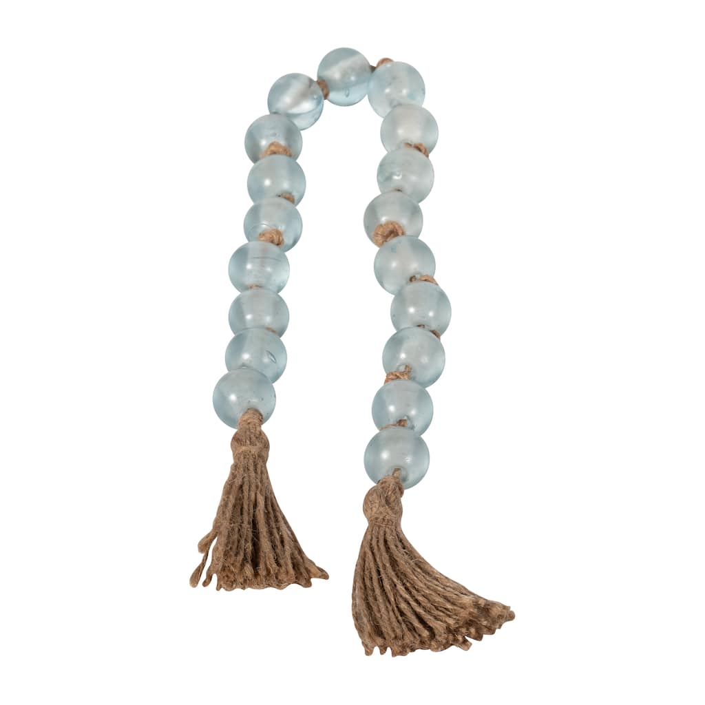 Sagebrook Home, 24"Lx1" Diameter Beads, Glass Beaded Garland with Tassel, Blue. This Item Made with Glass and Jute is a
