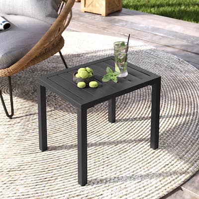 Pellebant Outdoor Aluminum Patio Side Table Rectangular End Table - 18.1 in L* 13.8 in W * 15.7 in H