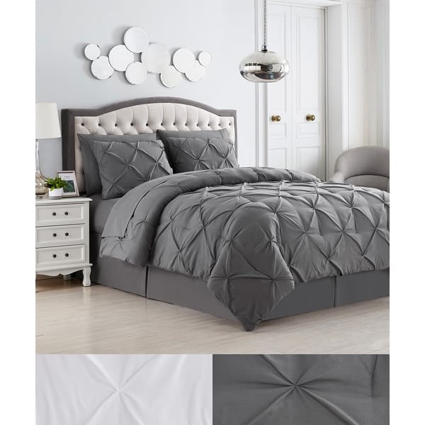 slide 2 of 21, Sweet Home Collection 8 Piece Pinch Pleated Bed In a Bag All Season Complete Set
