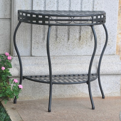 Santa Fe Nailhead 2-tier Half Moon Table
