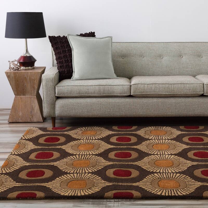 Hand-tufted Bastogne Espresso Moroccan Tile Wool Area Rug - 4' x 6'