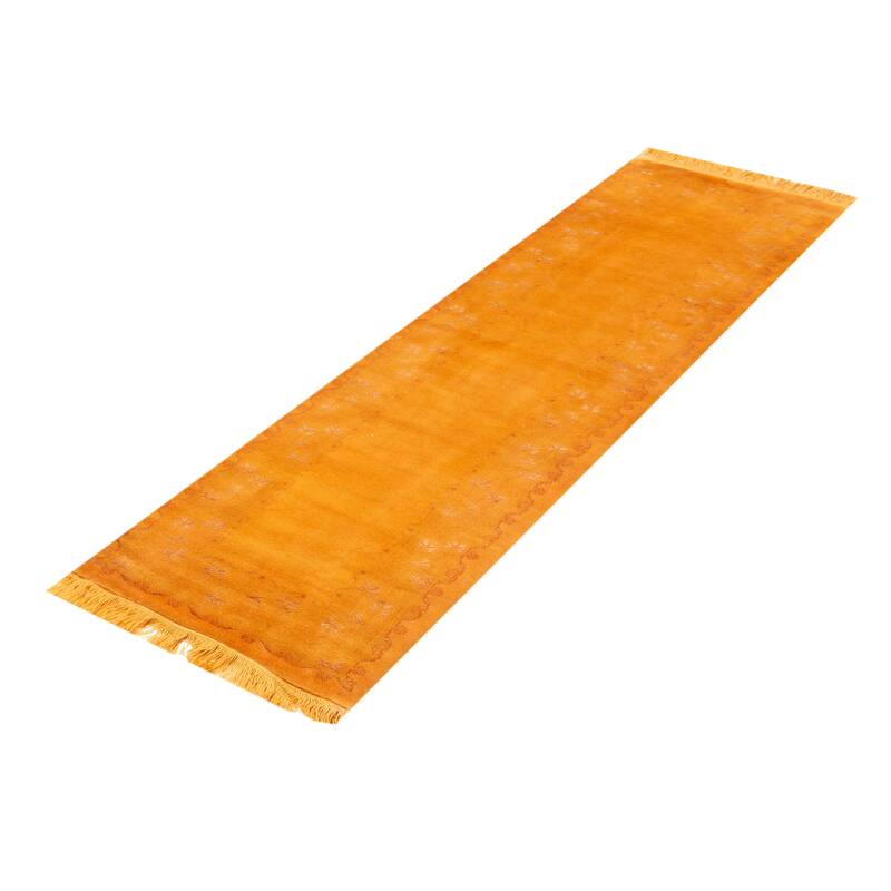 ECARPETGALLERY Hand-knotted Color Transition Gold Wool Rug - 2'9 x 9'2