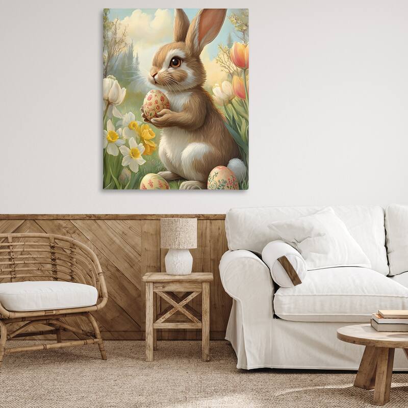 Stupell Easter Bunny with Painted Eggs Canvas Wall Art Design By Franklyn Gregory