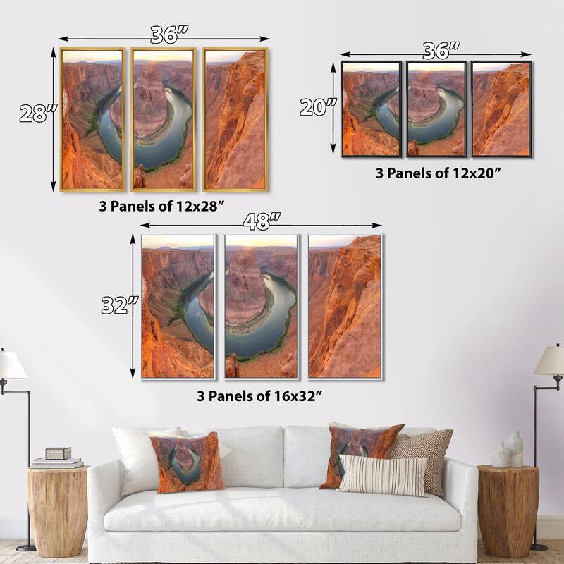 Designart "Horseshoe Bend Arizona Panorama" Landscape Framed Canvas