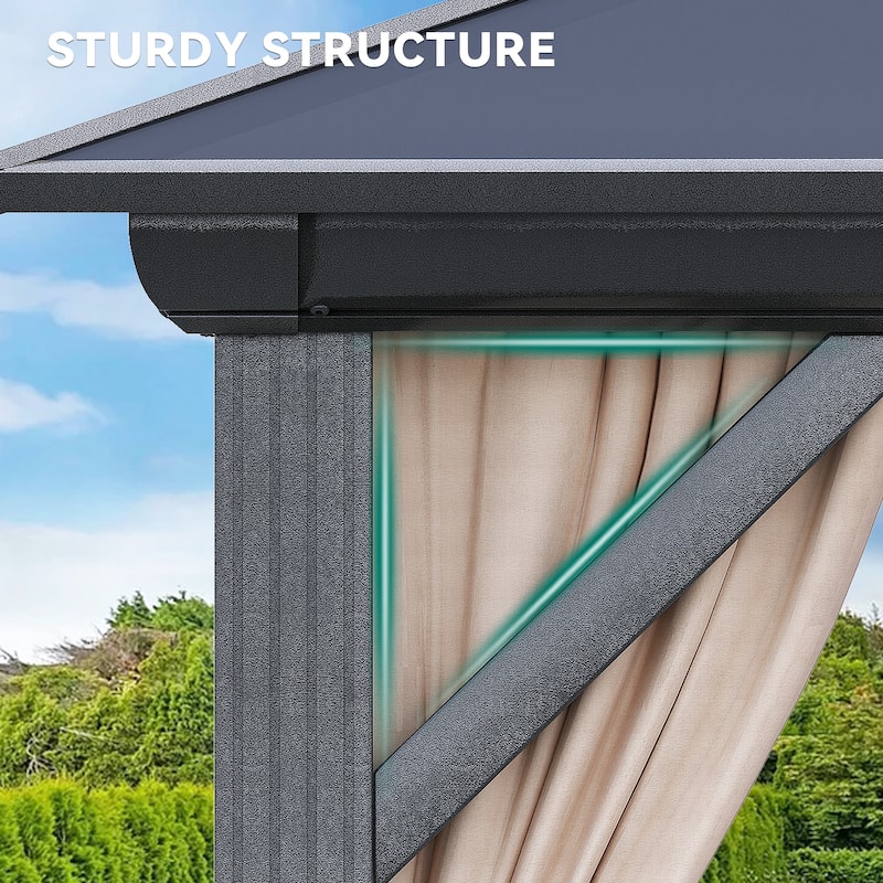 Outdoor Metal Patio Gazebo With Curtains