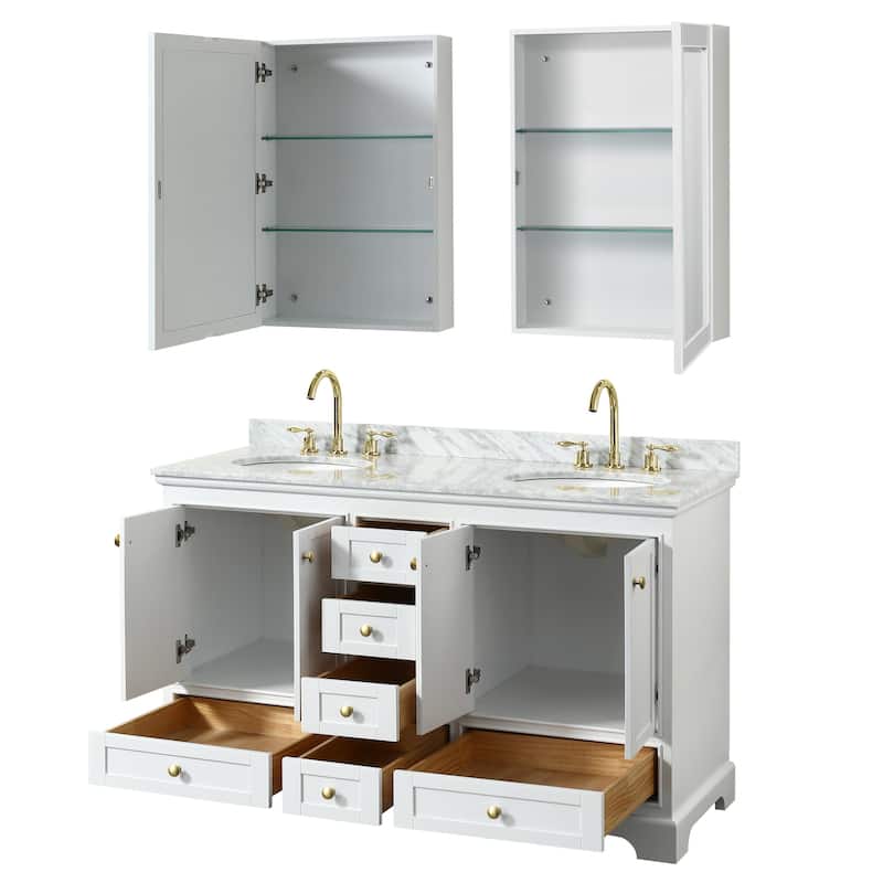 Wyndham Collection Deborah 60" Free Standing Double Vanity Set with