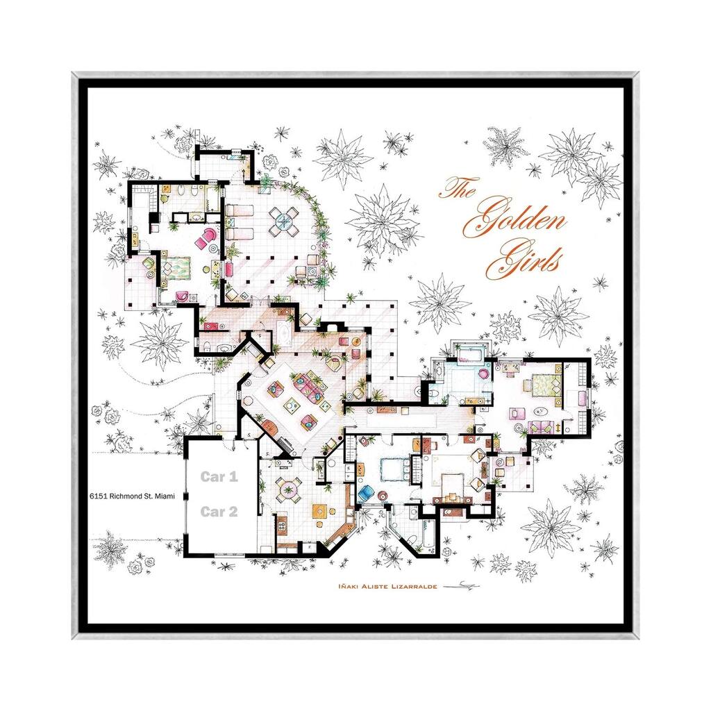iCanvas "Floorplan From The Golden Girls" by TV Floorplans & More Framed