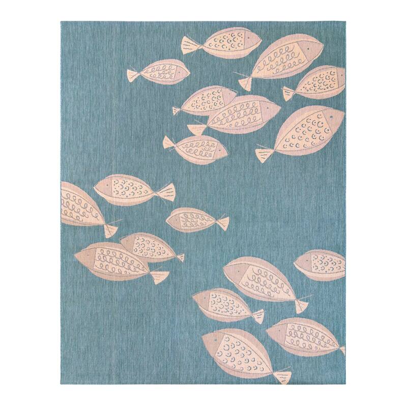 Gertmenian Solterra Nautical Coastal Tropical Weather Resistant Polypropylene Flatweave Indoor/ Outdoor Area Rug Collection