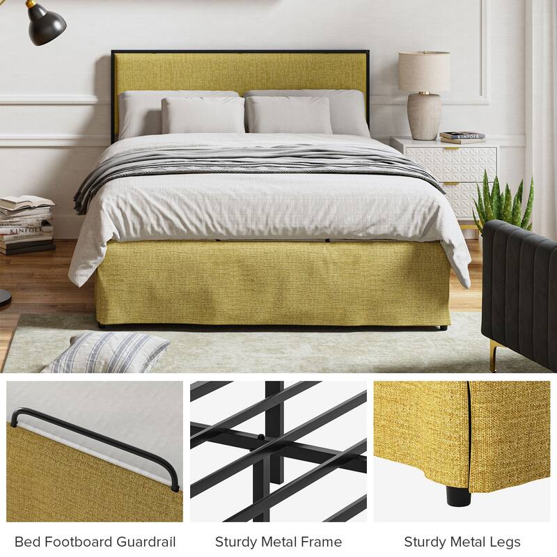 Oliver Modern Washable Slipcover Bed Upholstered Metal by HULALA HOME