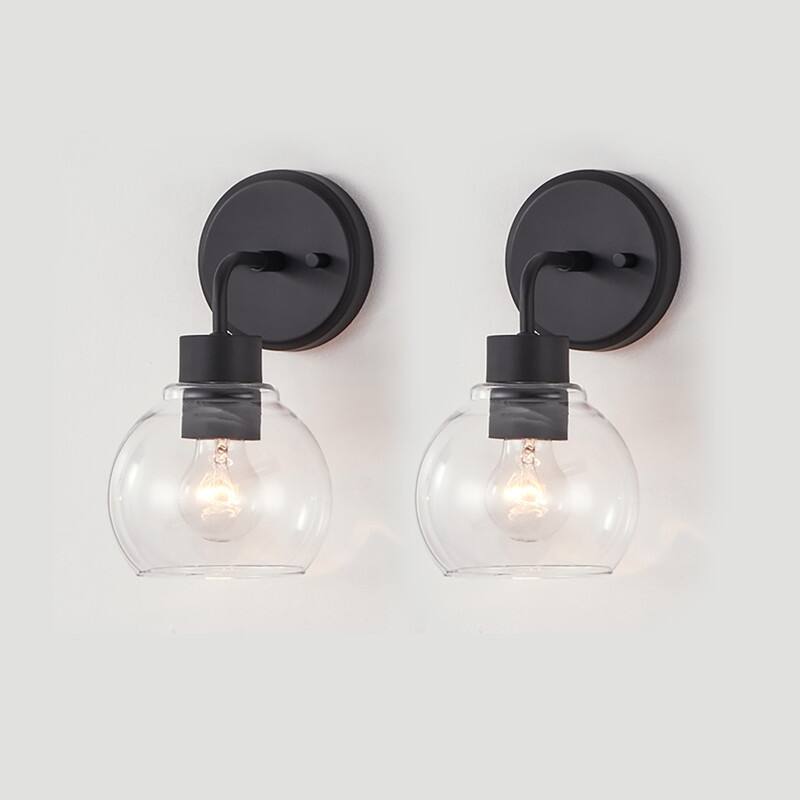 KAWOTI Modern Wall Sconce Set with Clear Shade(Set of 2) - Painted Black