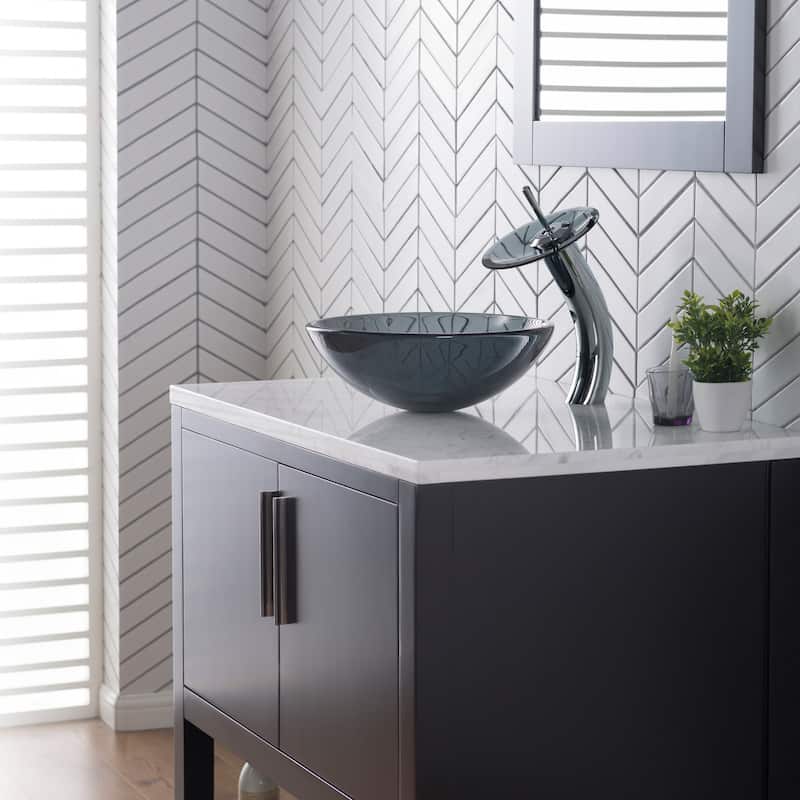 Kraus Waterfall Single Hole Vessel Bathroom Faucet - Metal Pop-Up