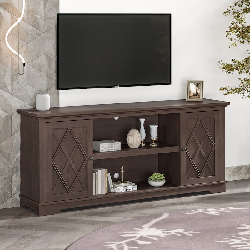 70" Farmhouse TV Stand Console for TVs up to 75 inch - Easy Assembly - 70" in Width