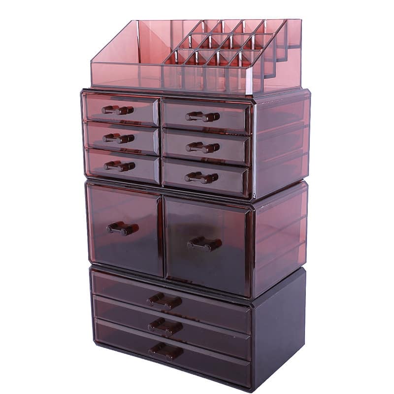 4Pcs/Set Plastic Cosmetics Storage Rack Transparent Coffee