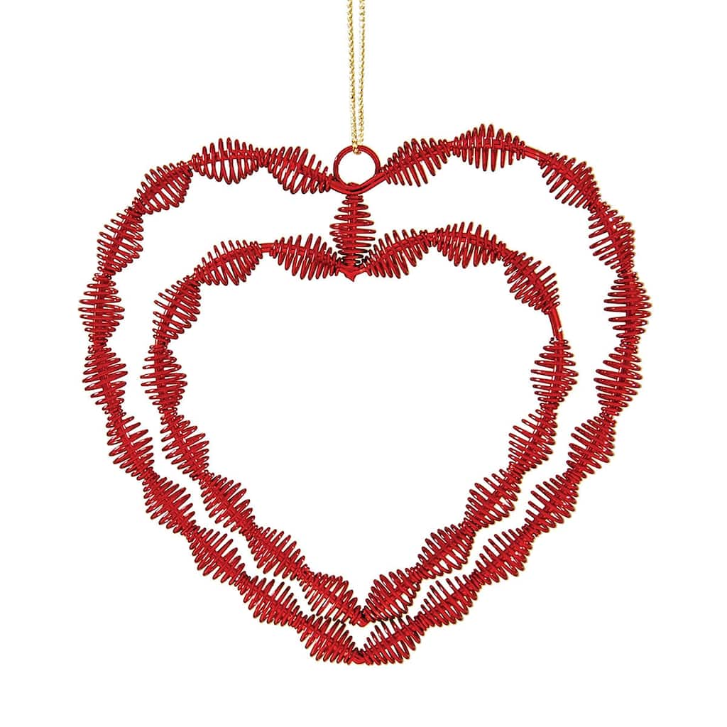 4" x 5" Red Twisted Double Heart Valentine's Day Ornament Decoration