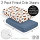 preview thumbnail 6 of 4, Sweet Jojo Designs Sports Theme Boy 2 Pack Fitted Crib Sheets Solid Blue and Watercolor Soccer Ball Football Baseball Basketball