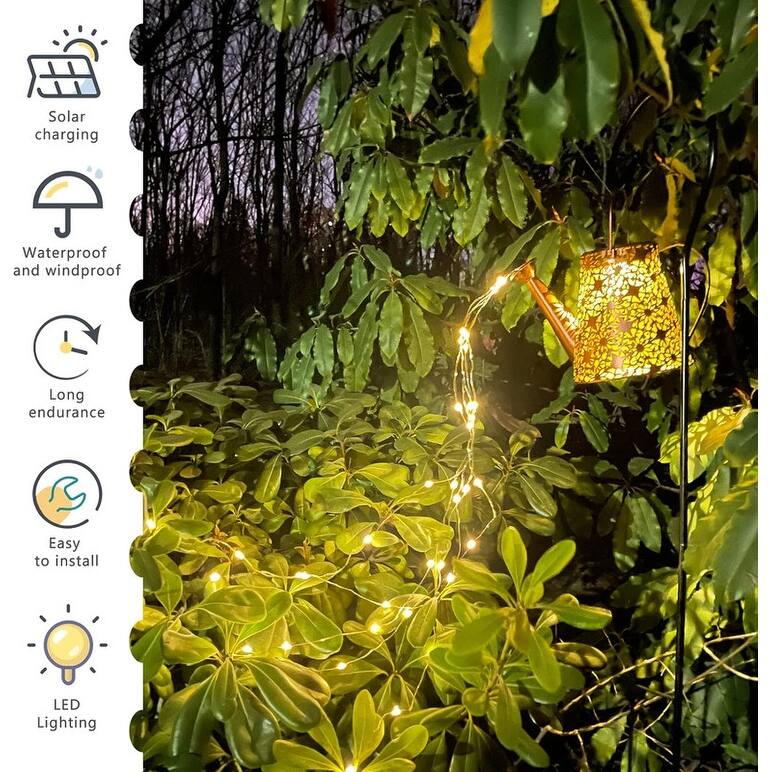 Outdoor Solar Watering Can Light, Waterproof Watering