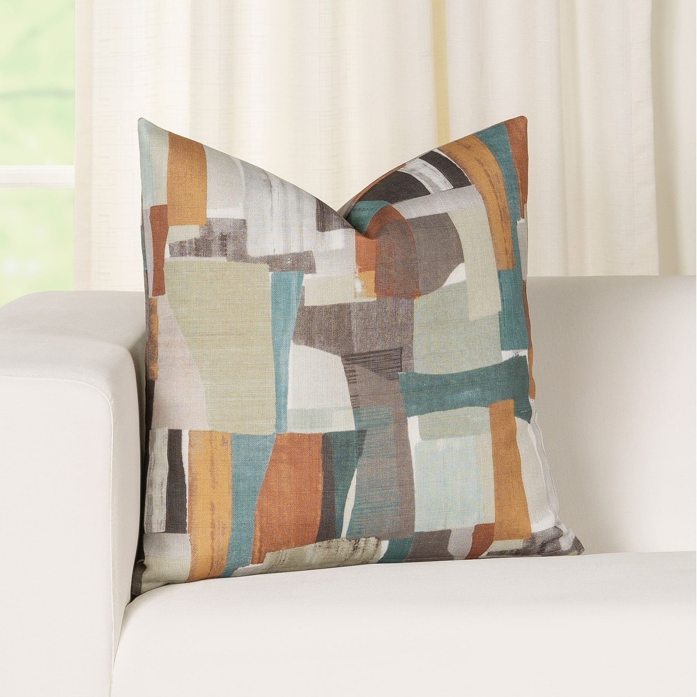 Colorblock Painted Print Throw Pillow