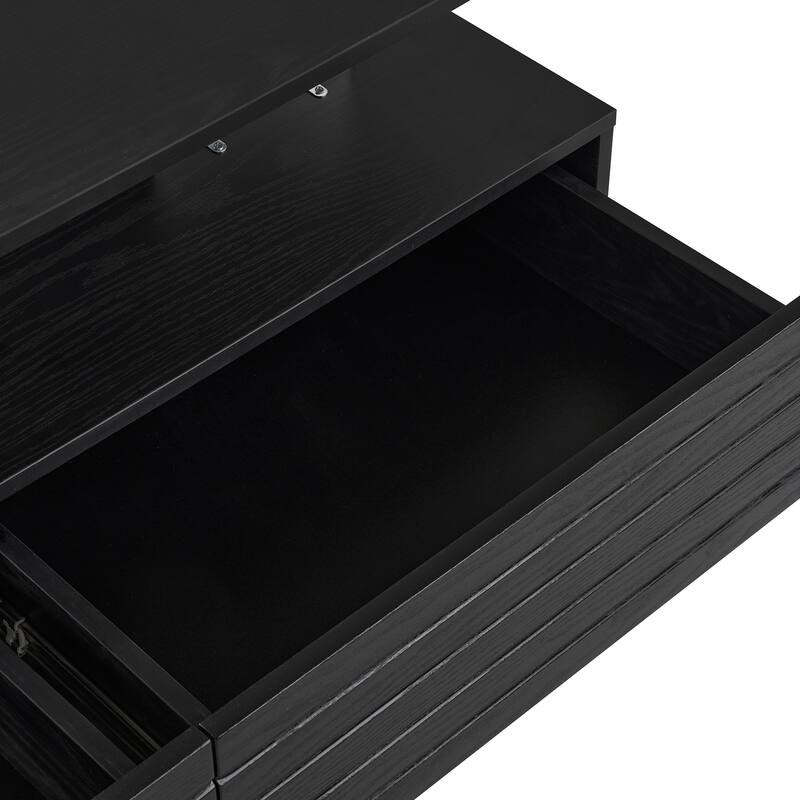 Modern White Rectangular LED Lights Coffee Table with 2 Drawers