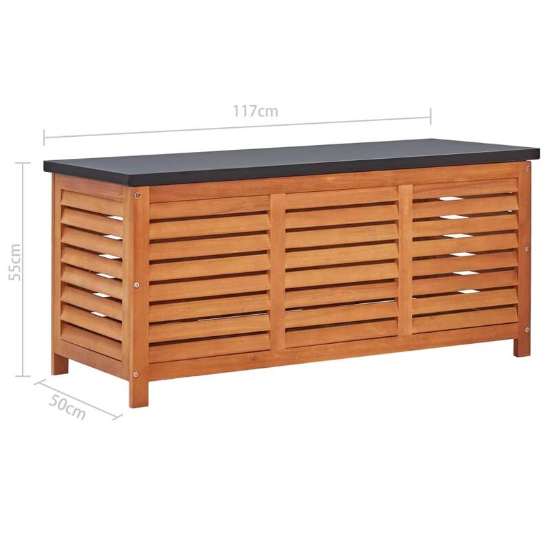 vidaXL Storage Box Natural wood, Black - 46.1 x 46.1 x 21.7