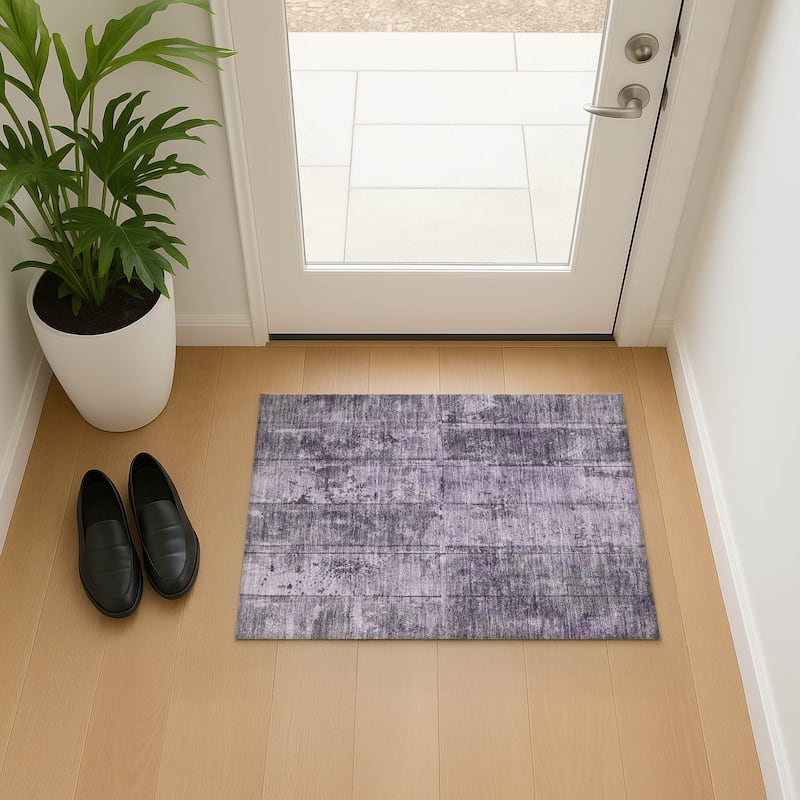 Premium Washable Super Soft Modern Panel Mayfield Rug - Purple - 1'8" x 2'6"