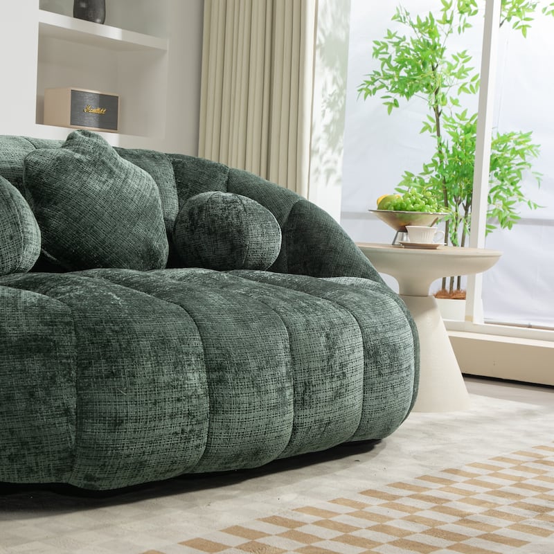 Emerald Modern 63.78" Chenille Upholstered Lounge Chair with High Density Foam Filling and Pillows