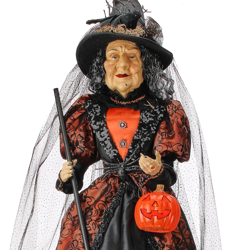 42" standing Witch With Pumpkin