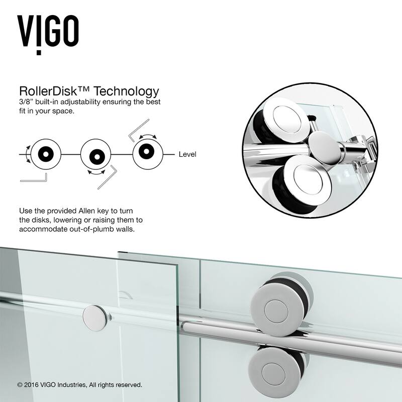 VIGO Elan 56" to 60" W x 66" H Frameless Sliding Tub Door