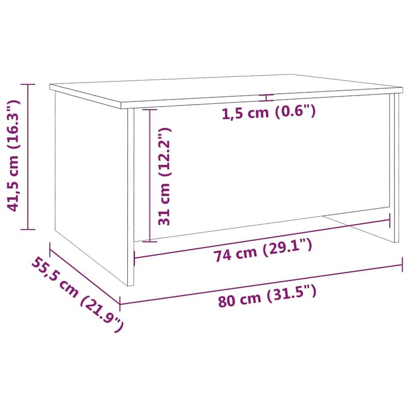 vidaXL Coffee Table Lift Top End Table Accent Side Sofa Table Engineered Wood - 31.5" x 21.9" x 16.3"